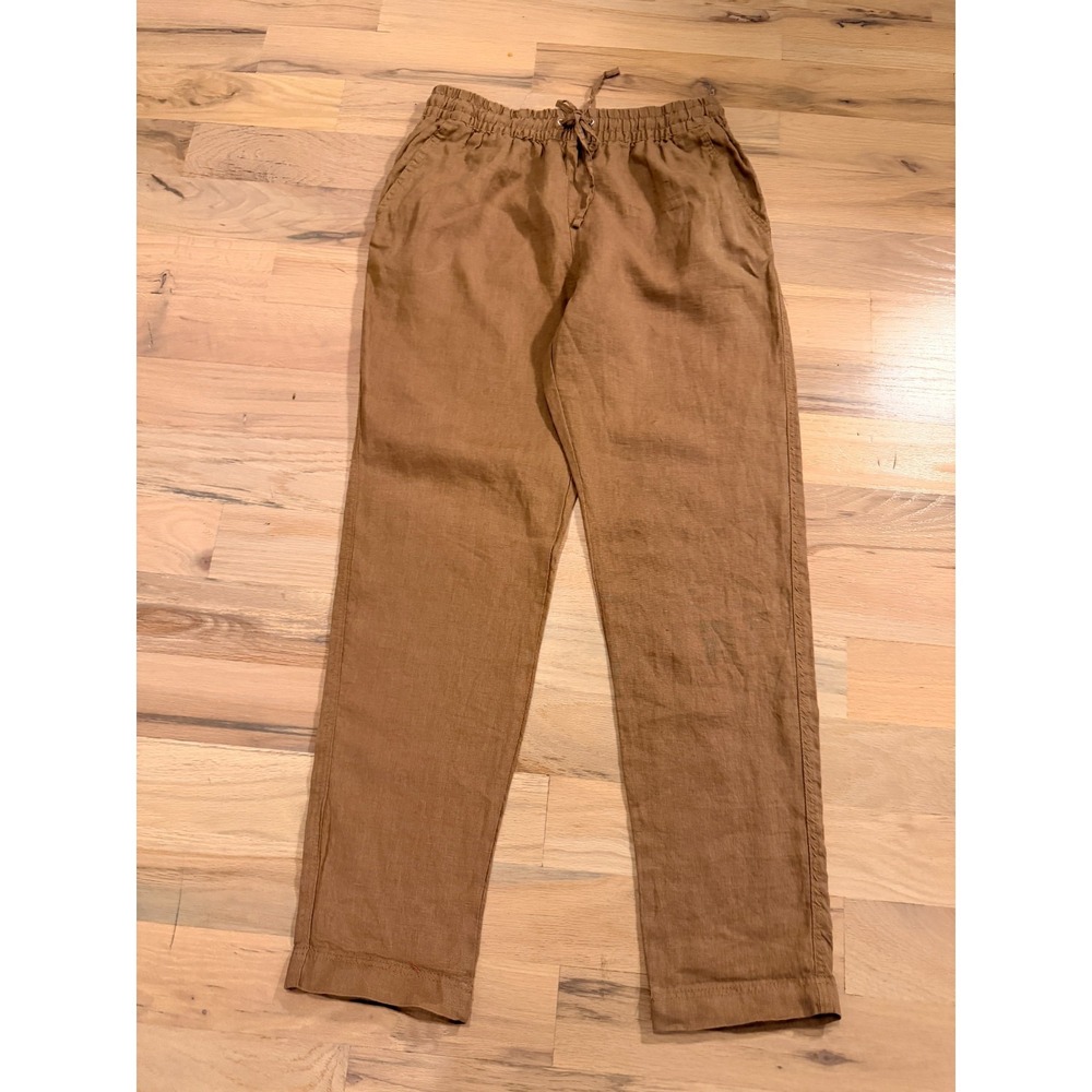 H&M 100% Linen Pants Women's S Brown Resort Lagenlook Beach Coastal NWT